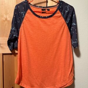 Cruel Girl Orange and Black Raglan Blouse